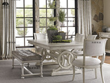 美式乡村实木做旧餐桌 法式仿古白色橡木长方形雕花餐桌餐椅组合