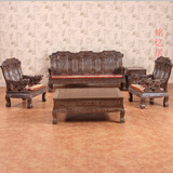 红木家具沙发非洲鸡翅木沙发中式仿古麒麟实木沙发客厅组合促销