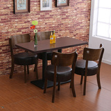简约现代实木创意休闲咖啡厅奶茶店肯德基洽谈长餐桌椅子组合家具
