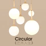 LED商铺服装店吊灯创意个性简约三头餐厅灯卧室灯玻璃圆球形灯具