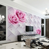 3d欧式现代简约浪漫玫瑰电视背景墙纸客厅卧室婚房无缝无纺布壁画