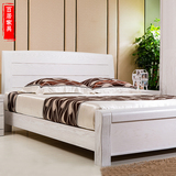 白色实木水曲柳床1.8米双人床高箱储物现代简约开放漆婚床特价床