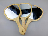 实木制做便携式美容镜手柄镜木柄镜化妆镜子梳妆镜美容院专用