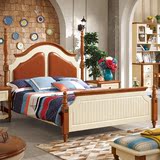 地中海实木床白色橡木双人床婚床1.5米1.8米成人高箱储物现代家具