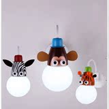 儿童卡通创意动物图案壁灯可变色男孩女孩卧室房间猴子斑马灯具