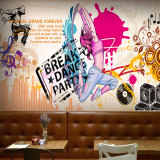 个性街舞涂鸦壁纸舞蹈室餐厅酒吧服装店3d无纺布背景墙墙纸壁画