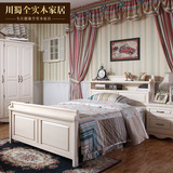 全实木美式床欧式家具儿童床 白色青少年床男孩床田园单人床1.5米