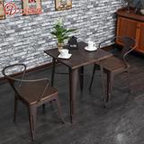 欧式实木复古咖啡厅桌椅奶茶店酒吧阳台休闲铁艺户外桌椅组合包邮