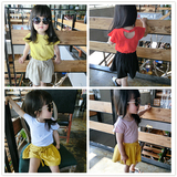 女童夏装新款韩版宝宝短袖T恤纯棉纯色汗衫儿童女童婴儿短袖上衣
