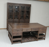 明清古典红木家具鸡翅木办公台实木中式仿古书桌办公桌电脑台
