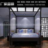 新中式架子床样板房家具定制实木床酒店会所别墅沙发售楼处家具