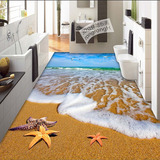 3D立体现代简约海边沙滩背景墙地板砖卫生间浴室防滑瓷砖地板