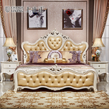 上止正家具欧式法式全实木床1.8米2m真皮奢华雕花软靠双人结婚床