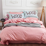 福伦纯色四件套1.8米全棉被套床单素色简约1.5m双人套件床上用品