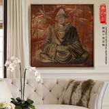 中式佛像装饰挂画样板房酒店餐厅客厅卧室书房玄光背景墙壁有框画