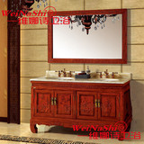中式浴室柜欧式橡木落地式洗手盆卫浴柜组合美式仿古洗脸台盆镜柜