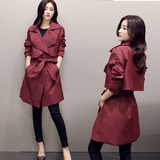 韩版秋季风衣女中长款修身显瘦收腰英伦休闲长袖百搭纯色学生外套
