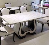 新款大理石餐桌方形 韩式大理石餐桌椅组合 简约现代时尚高档方桌