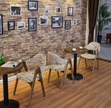简约现代咖啡厅桌椅 西餐厅 茶餐厅桌椅 做旧面馆桌椅 实木圆桌子