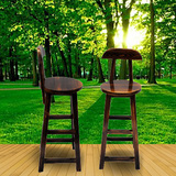 吧台椅酒吧椅咖啡厅创意休闲椅子实木高脚凳前台椅复古碳化实木凳