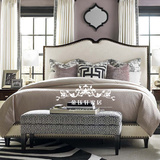 法式实木床软包床双人布艺床欧式美式乡村床高靠背床复古高档床