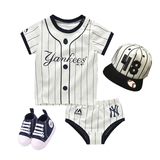 新生儿夏装纯棉婴儿衣服0-1岁男宝宝夏季套装棒球服婴幼儿外服
