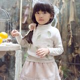 【花间】女童毛衣童装女童套头衫儿童针织衫叶子刺绣中大童毛衣