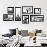 欧式黑白风景挂画客厅沙发背景墙装饰画餐厅壁画卧室墙画组合有框