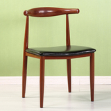 美式咖啡厅餐桌椅仿实木铁艺现代家用金属牛角椅简约餐厅椅子