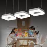 现代简约餐厅铁艺LED吊灯方形亚克力灯饰过道灯三头吧台饭厅灯具