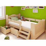 包邮儿童床实木单人床带护栏抽屉小孩床男孩床松木床1米2可定制