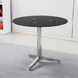 钢化玻璃圆桌洽谈桌圆形咖啡桌简约休闲桌商务接待桌椅组合小圆桌
