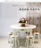简约现代小户型餐桌椅组合欧式实木整装经济型一桌六椅圆形饭桌子