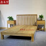 简约现代双人床 老榆木中式大床全实木双人床婚嫁床1.8米原木家具