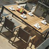 现代塔斯林户外桌椅组合花园庭院家具休闲铝合金柚木桌椅一桌六椅