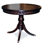 美式仿古0.9米实木圆餐桌饭桌 中式小户型简约雕花圆餐桌茶水桌