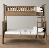 美式实木子母床/二层床高低床双层床成人上下床梯柜床小孩床定做