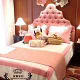 儿童床公主床简约时尚女孩床儿童家具软包布艺床卡通床粉色爱心床