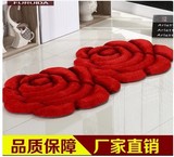 3D玫瑰花地毯 卧室床头床边地毯|客厅玄关圆形个性情侣地毯圆地垫