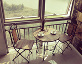 藤信铁易美式实木庭院户外阳台折叠桌椅组合奶茶店咖啡厅简约家具