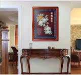 中式客厅沙发背景装饰画玄关壁画入户墙壁竖版过道走廊卧室挂画花