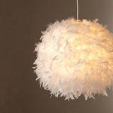创意个性吊灯卧室公主餐厅客厅现代简约圆形艺术儿童房羽毛灯球形