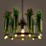 创意客厅卧室餐厅植物吊灯  个性咖啡厅酒吧装饰盆栽玻璃酒瓶吊灯