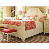 美式新古典卧室家具 欧式法式实木雕花双人床白色四柱床1.8米定做