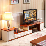 实木可伸缩现代橡木地中海大小户型白色电视机柜地柜厅柜组合家具