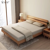 北欧日式 宜家家居实木橡木1.5米 1.8米实木婚床 北美橡木双人床