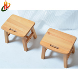 华而佳实木凳子茶几小方圆进口榉木儿童矮餐椅现代中式简约换鞋凳