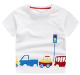 新款夏款韩版童装 男童儿童印花可爱卡通红绿灯小汽车短袖T恤
