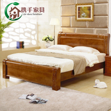 现代中式实木原木多色橡木床1.8米欧式双人婚床卧室家具厂家直销