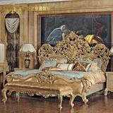 高端别墅欧式实木双人床法式奢华雕花真皮床卧室1.8米婚床公主床